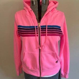 Aviator Nation 5 Stripe Unisex Hoodie Neon PinkPink Purple